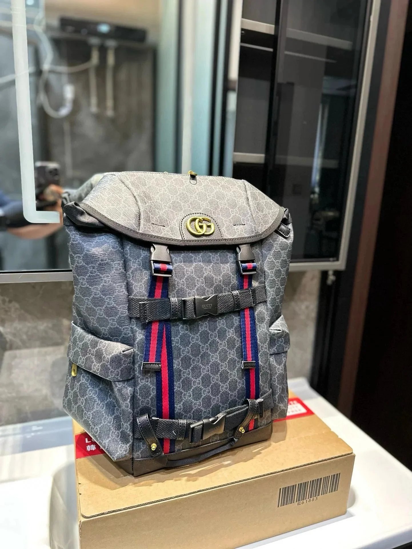 Gucci GG Marmont Backpack Gray with Yellow Accents - 31