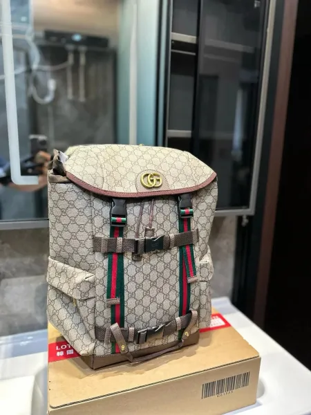 Gucci GG Marmont Backpack Gray with Yellow Accents - 32