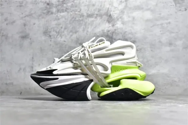 Balmain X-Runner Black and White Monogram Print Chunky Sneakers - 11