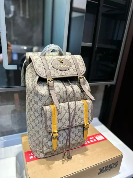 Gucci GG Marmont Backpack Gray with Yellow Accents - 26
