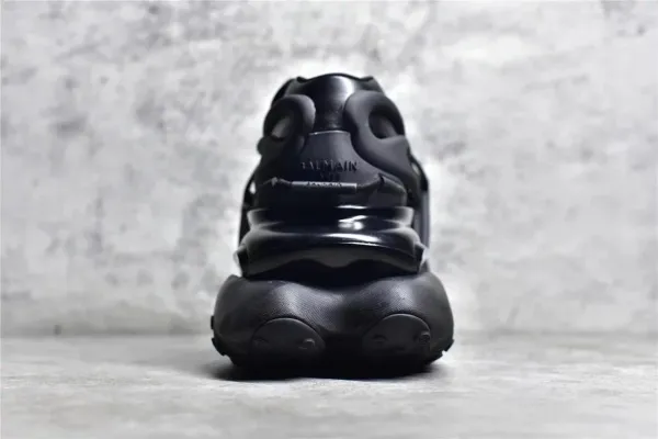 Balmain X-Runner Black and White Monogram Print Chunky Sneakers - 34