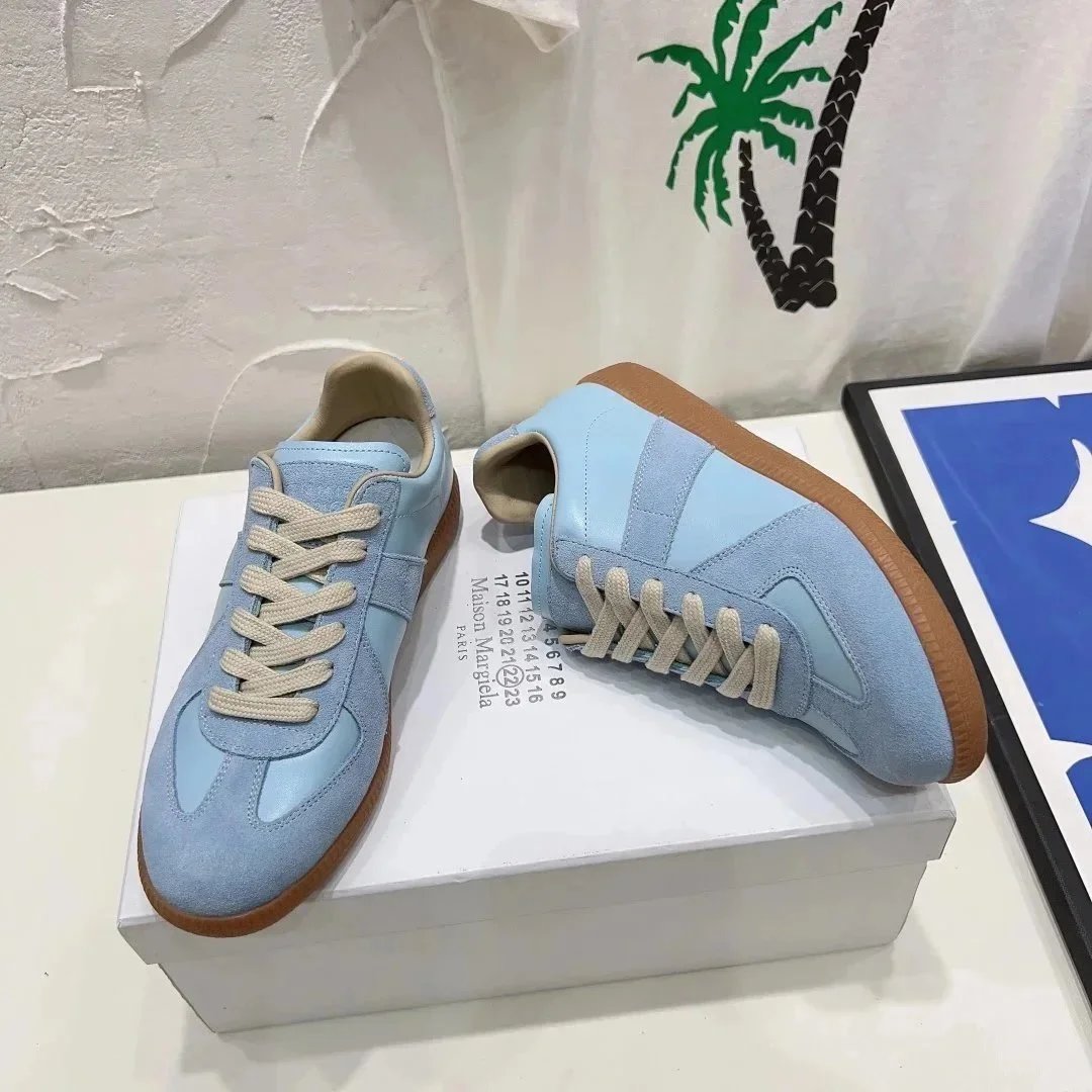 Maison Margiela Replica Sneakers Light Blue Suede and Leather Sneakers