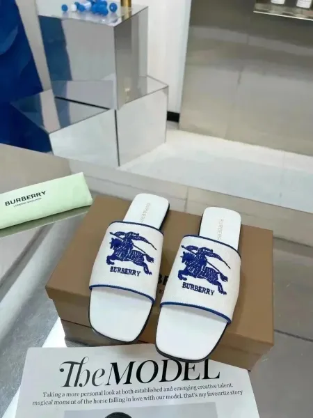 Burberry Gold Logo-Embossed Mule Sandals - 3
