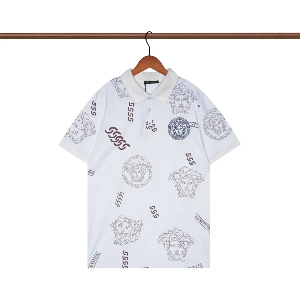 Versace Baroque Logo Print White Polo - 21