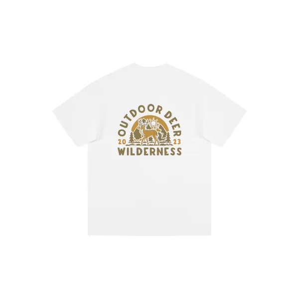 Outdoor Deer Wilderness 2023 Graphic Print White T-Shirt - 1