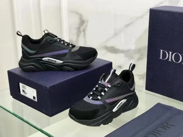 Dior B23 Oblique Black Leather Sneakers - 11
