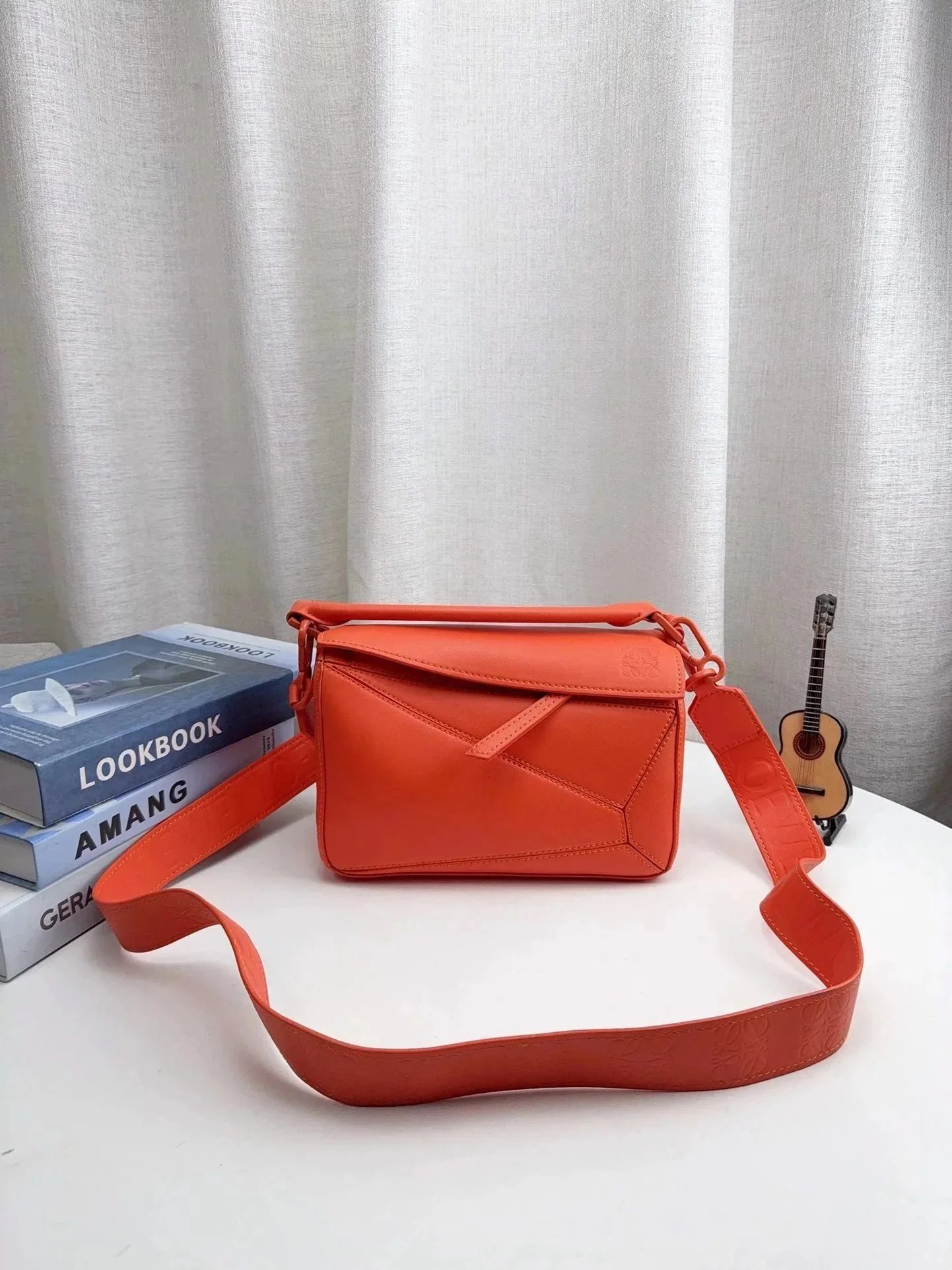 Loewe Puzzle Mini Orange Leather Crossbody Bag