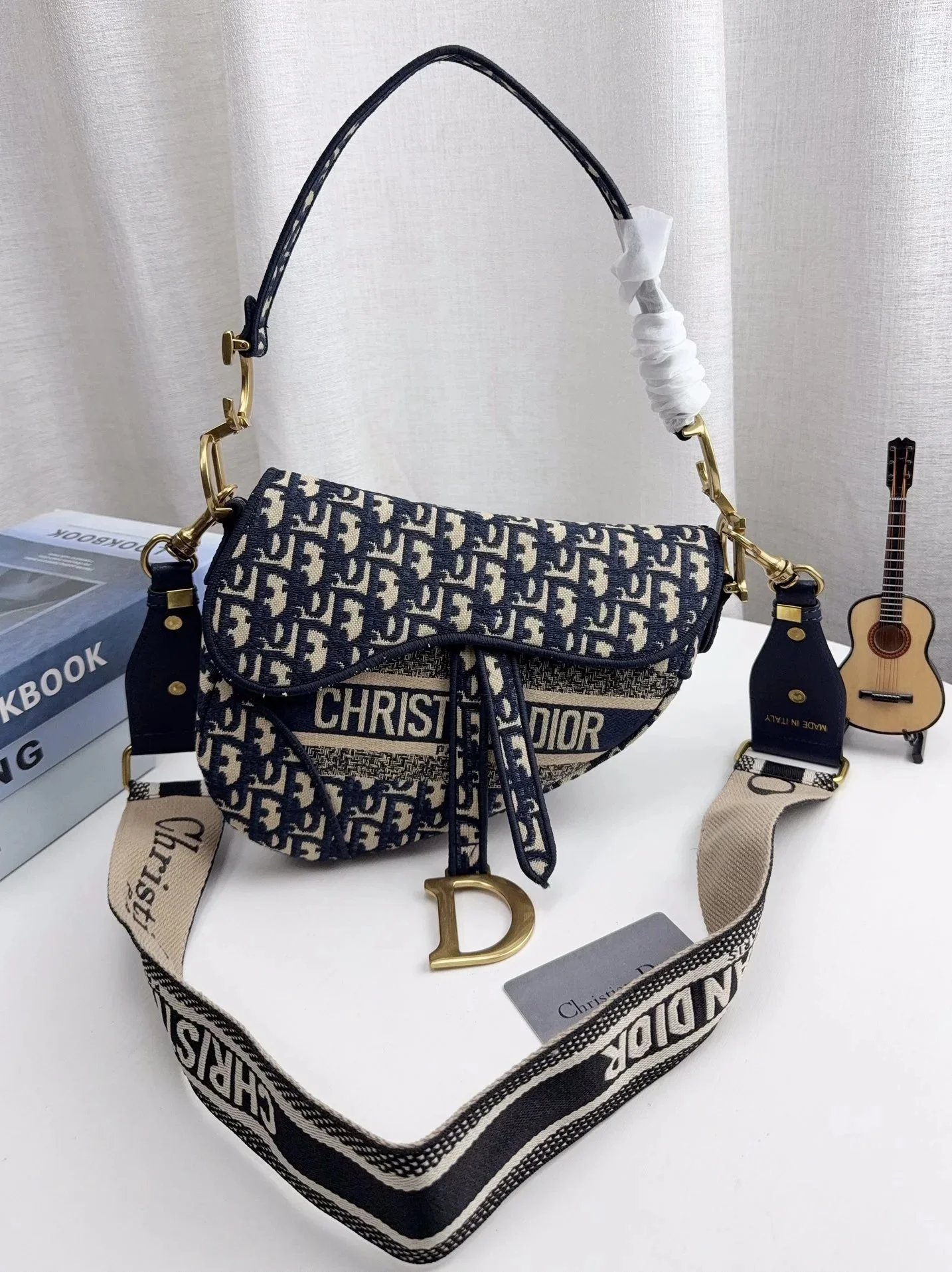Dior Lady Dior Oblique Monogram Beige and Black Chain Bag - 19