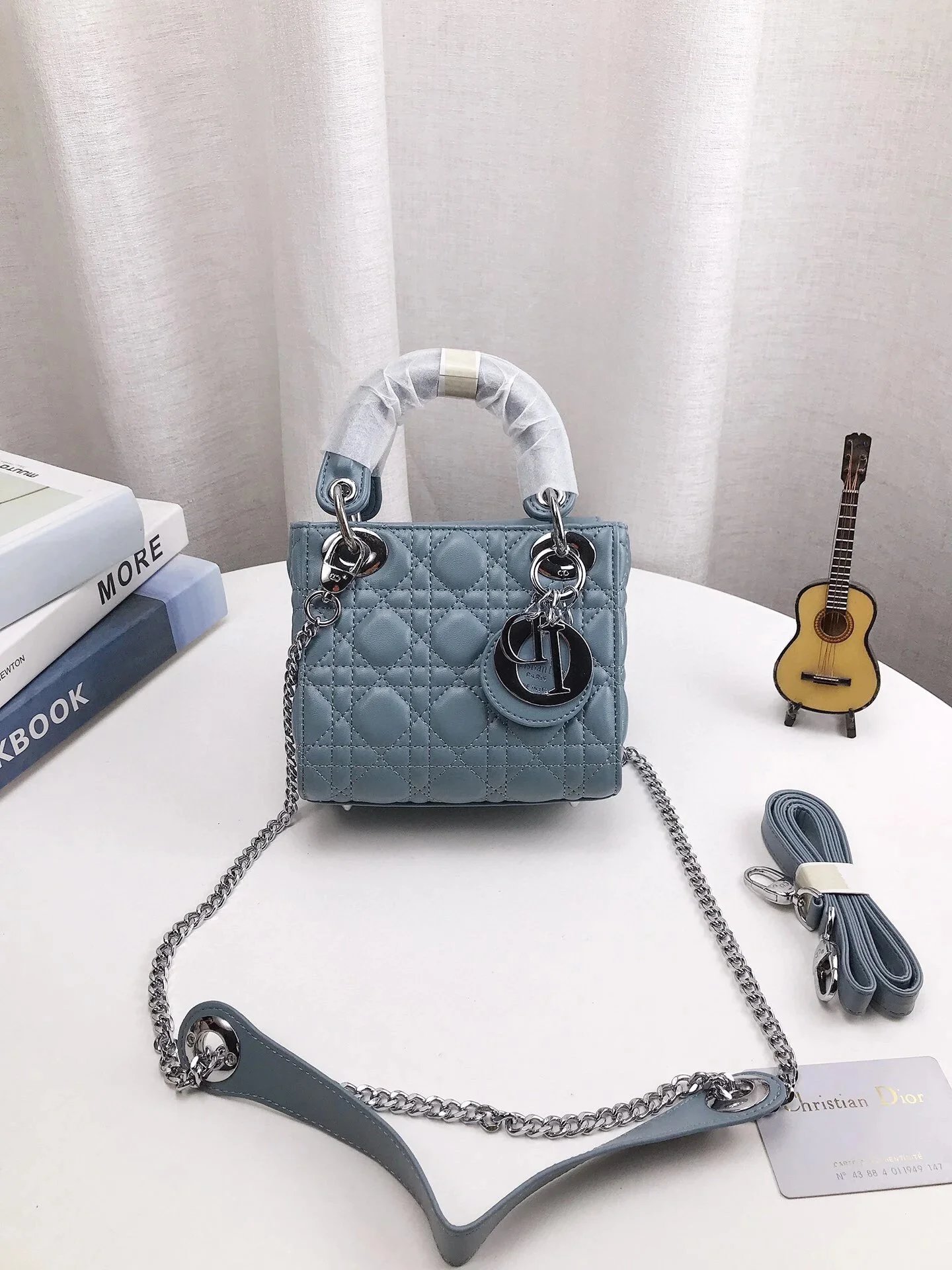 Dior Lady Dior Oblique Monogram Beige and Black Chain Bag - 27