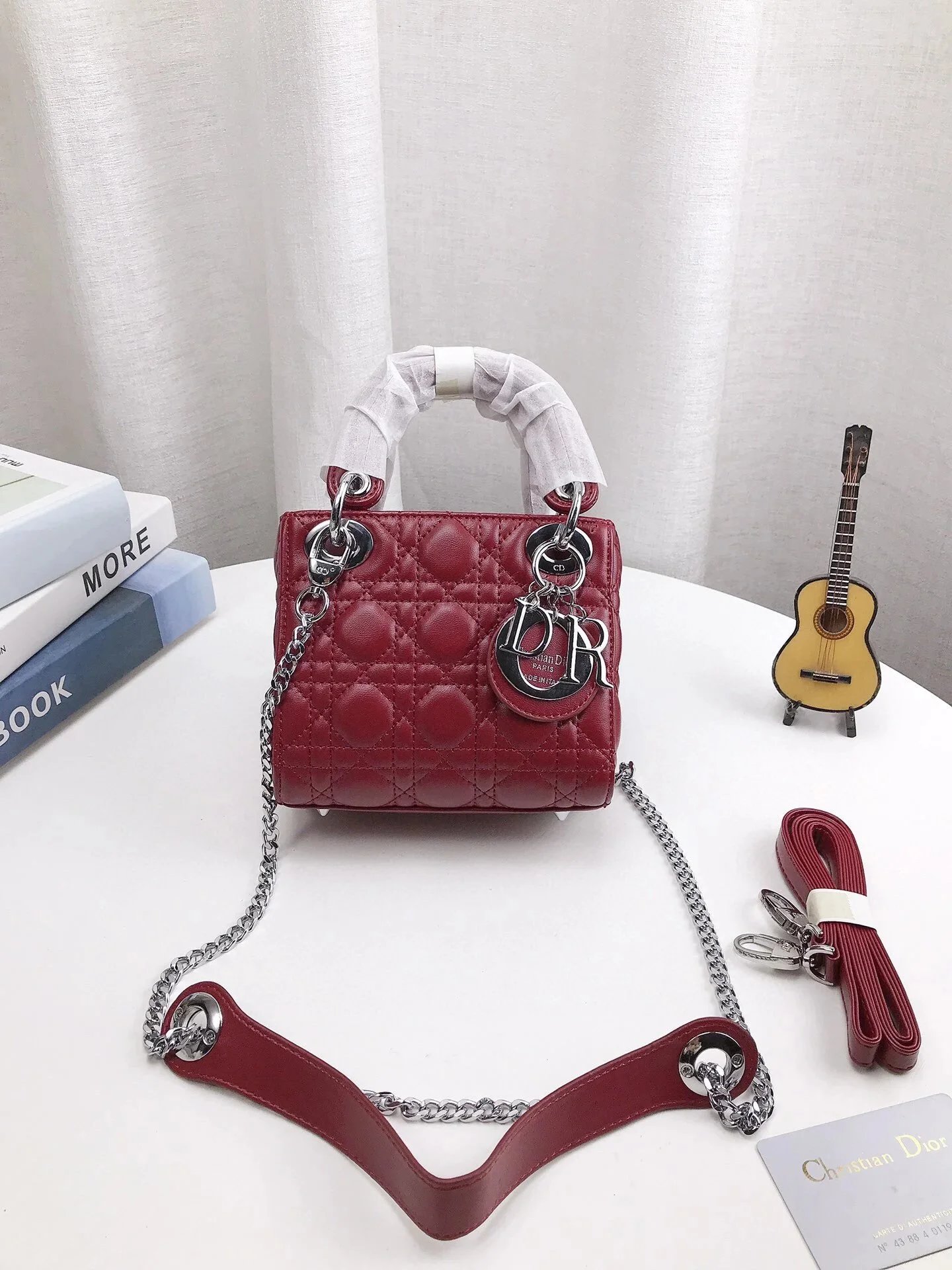 Dior Lady Dior Oblique Monogram Beige and Black Chain Bag - 26