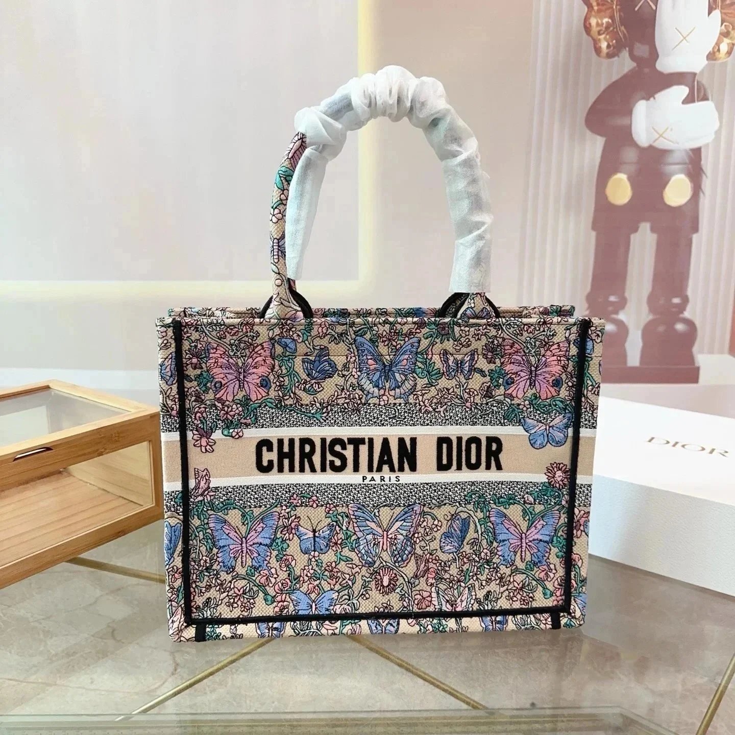 Dior Lady Dior Oblique Monogram Beige and Black Chain Bag - 4