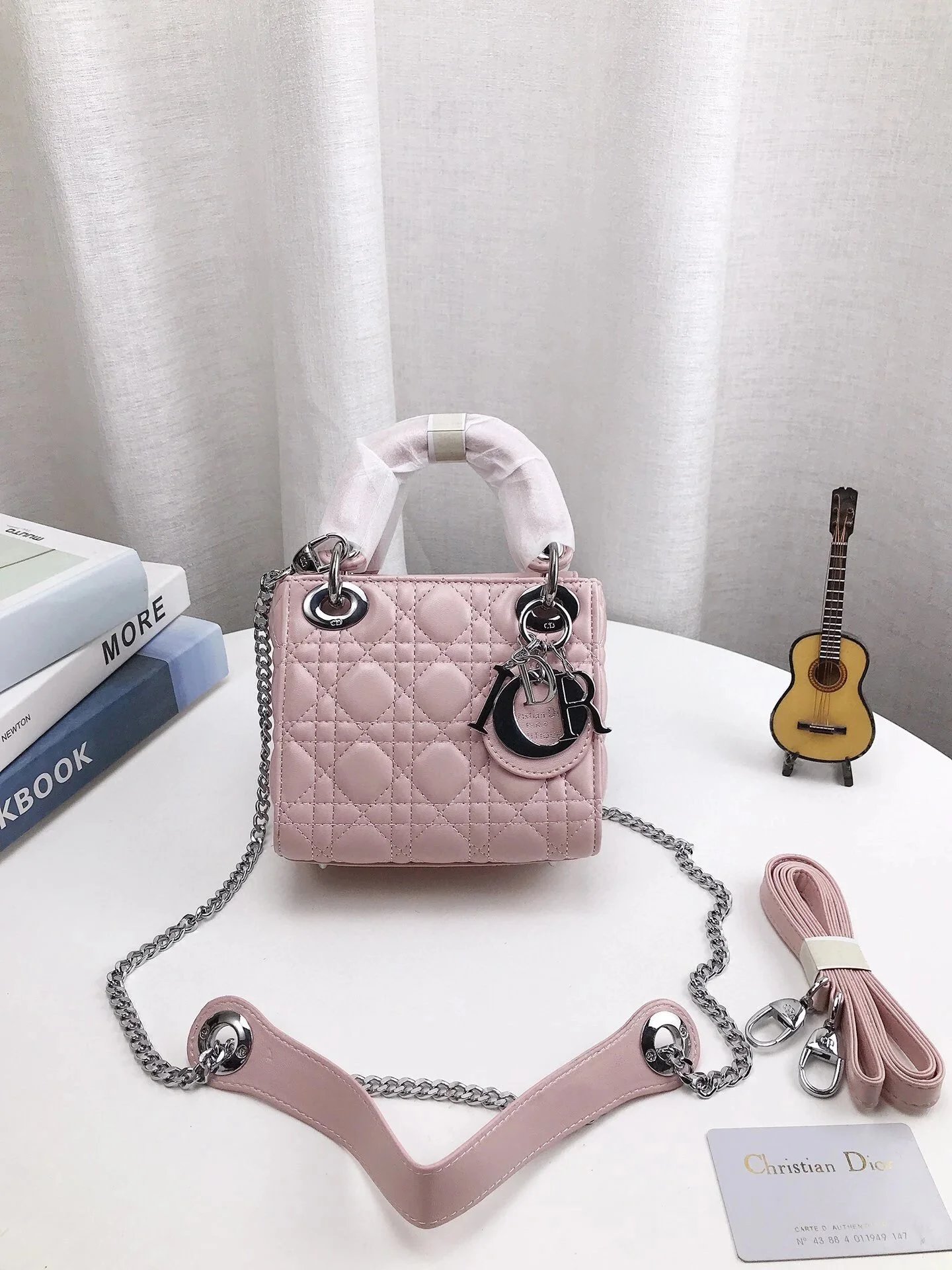 Dior Lady Dior Oblique Monogram Beige and Black Chain Bag - 25
