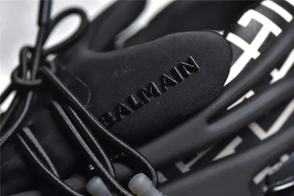 Balmain X-Runner Black and White Monogram Print Chunky Sneakers - 48