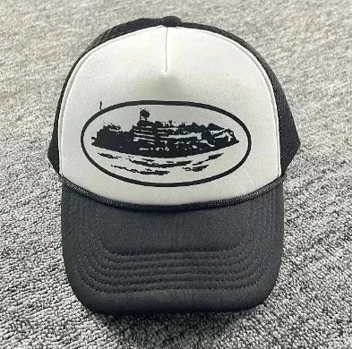Design Trucker Hat with Ship Illustration White/Black Baseball Cap