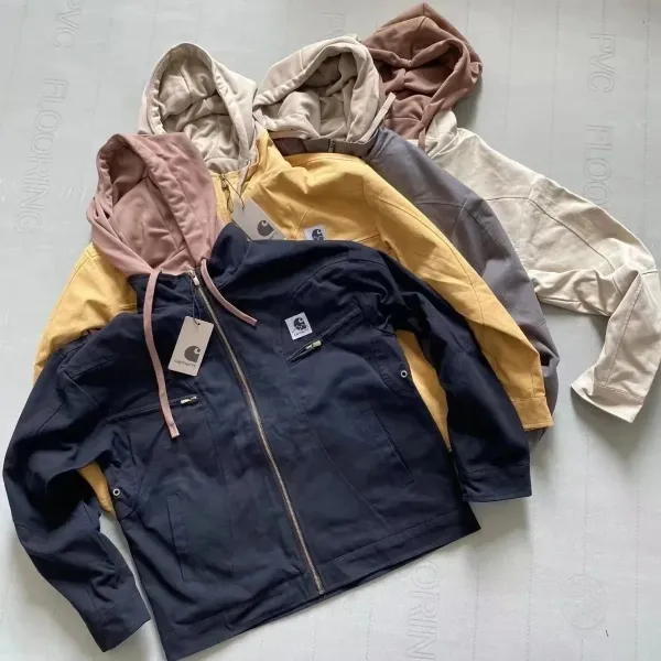Carhartt Work In Progress Hooded Jacket Beige with Dusty Rose Lining - 5