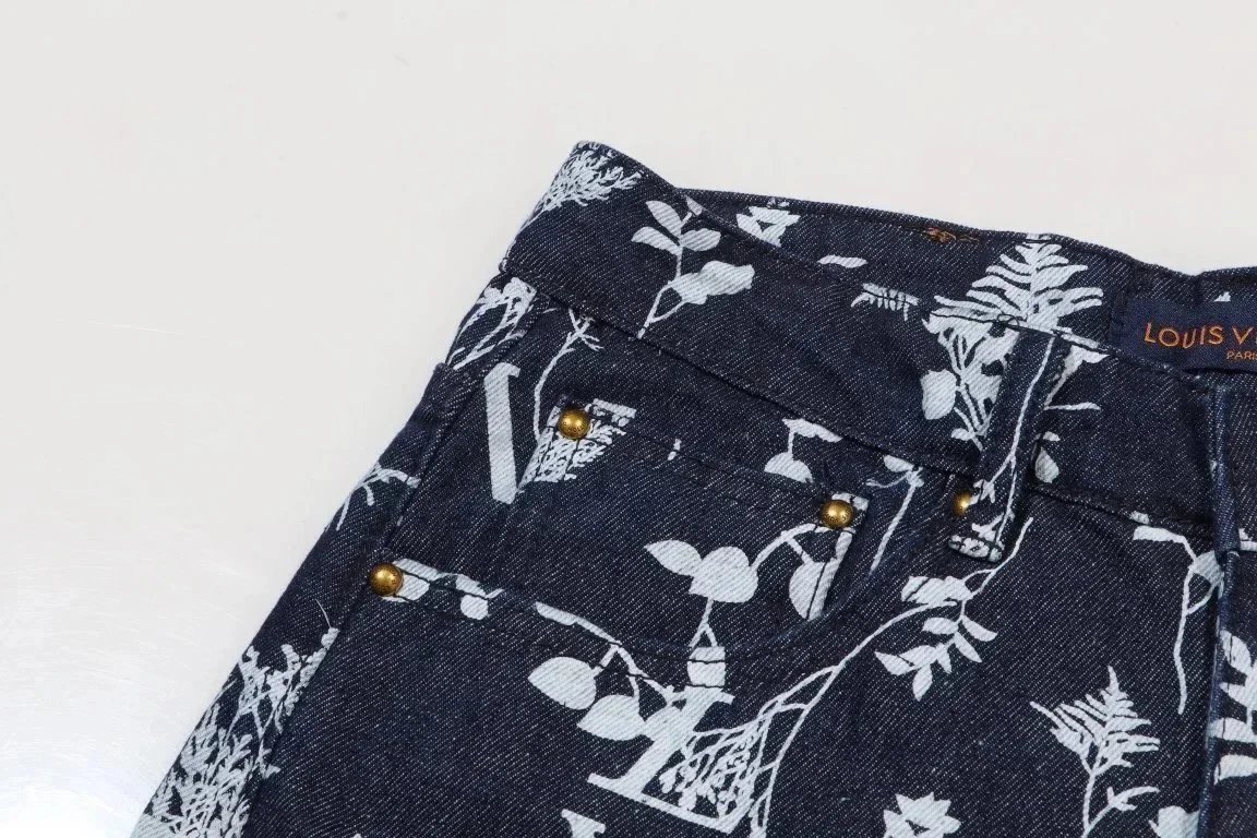 Louis Vuitton Monogram Floral Denim Jeans Navy - 6