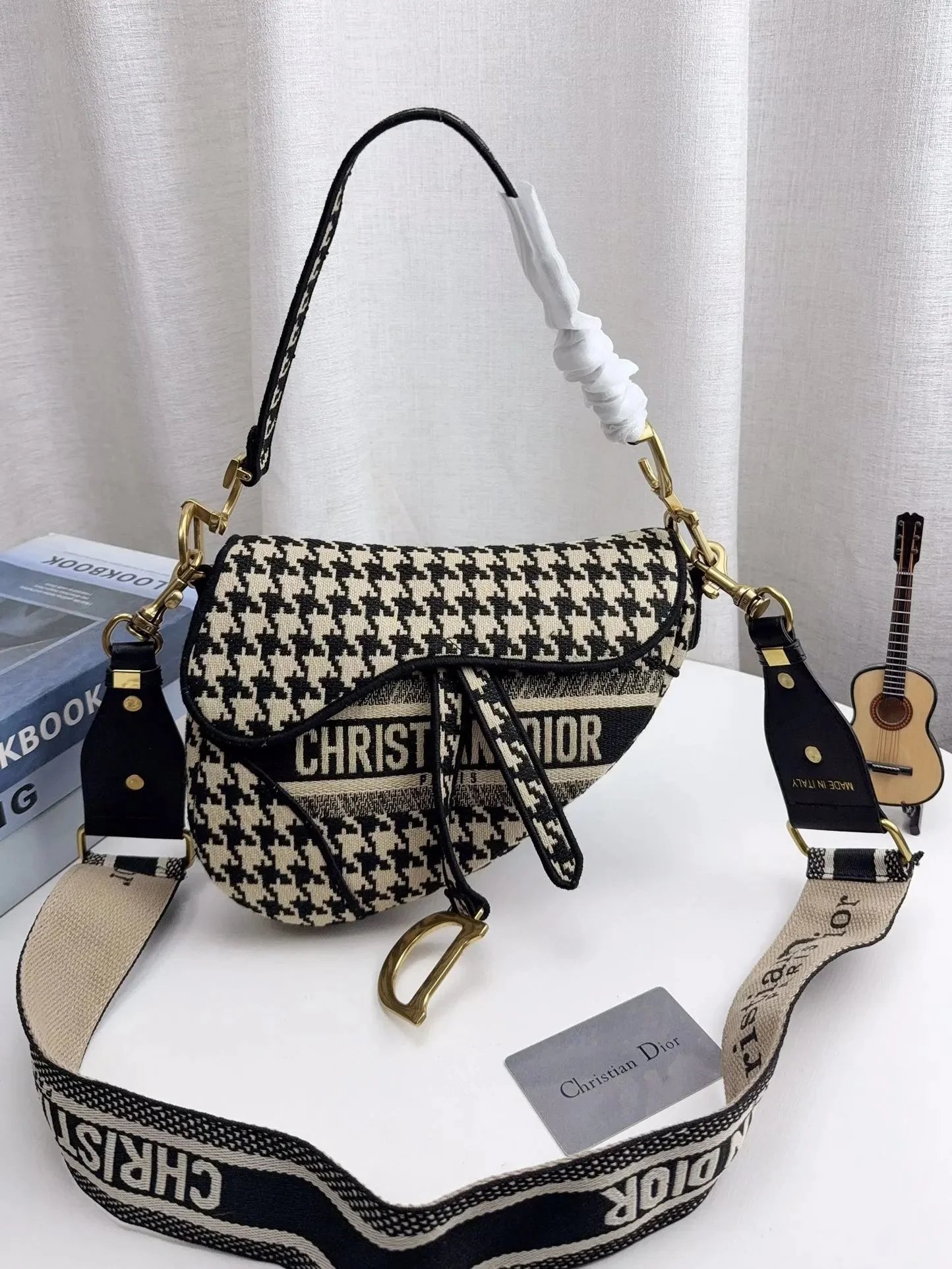 Dior Lady Dior Oblique Monogram Beige and Black Chain Bag - 18