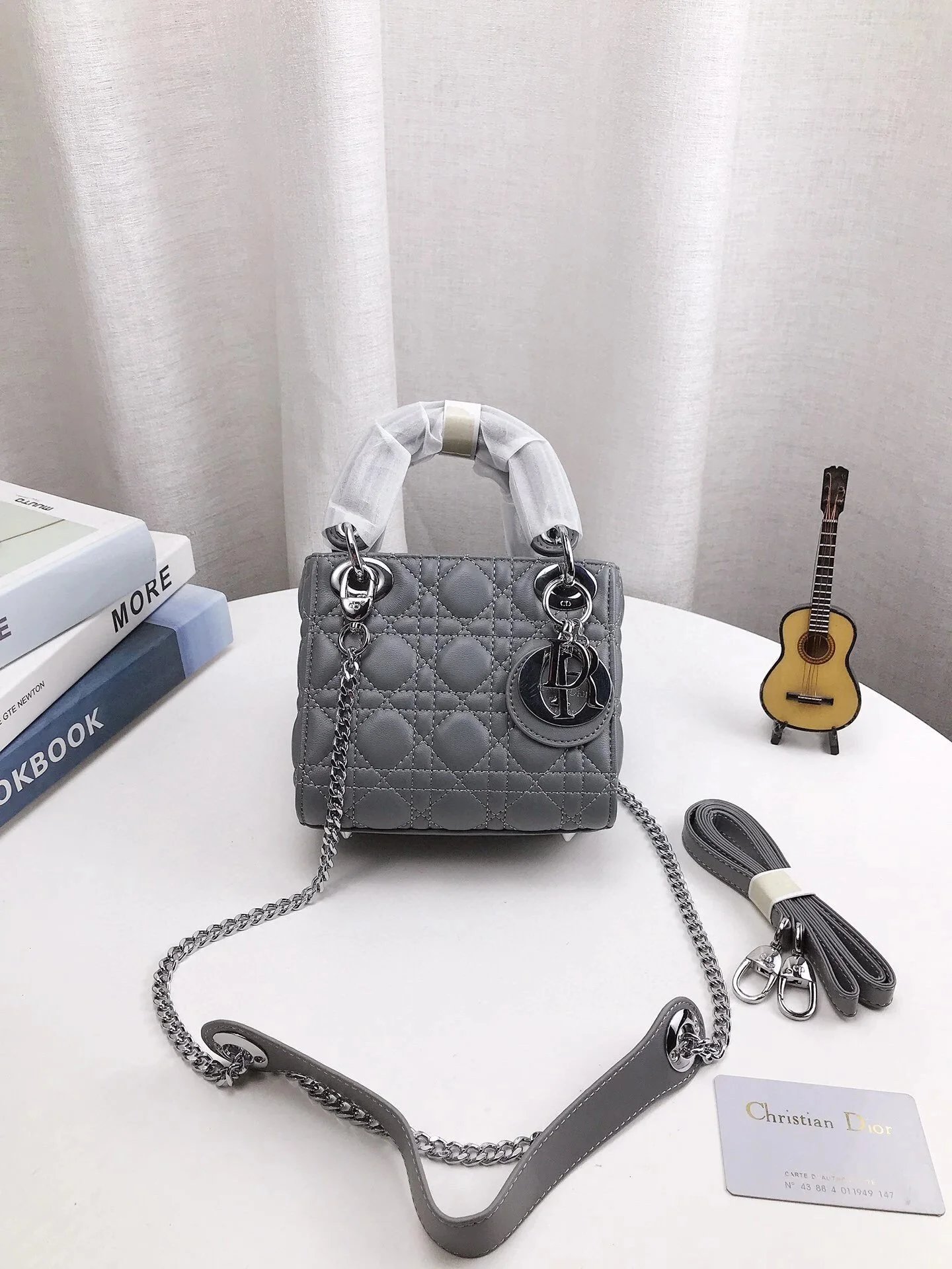 Dior Lady Dior Oblique Monogram Beige and Black Chain Bag - 24