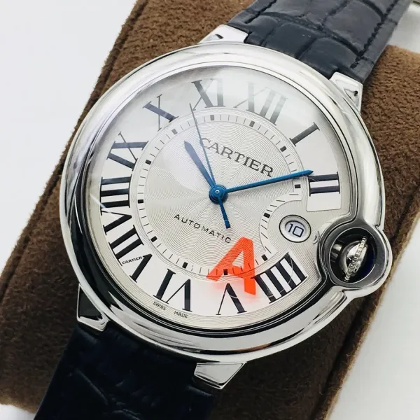 Cartier Ballon Bleu de Cartier Diamond-Set White Dial Black Alligator Strap Watch - 14