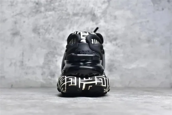 Balmain X-Runner Black and White Monogram Print Chunky Sneakers - 58