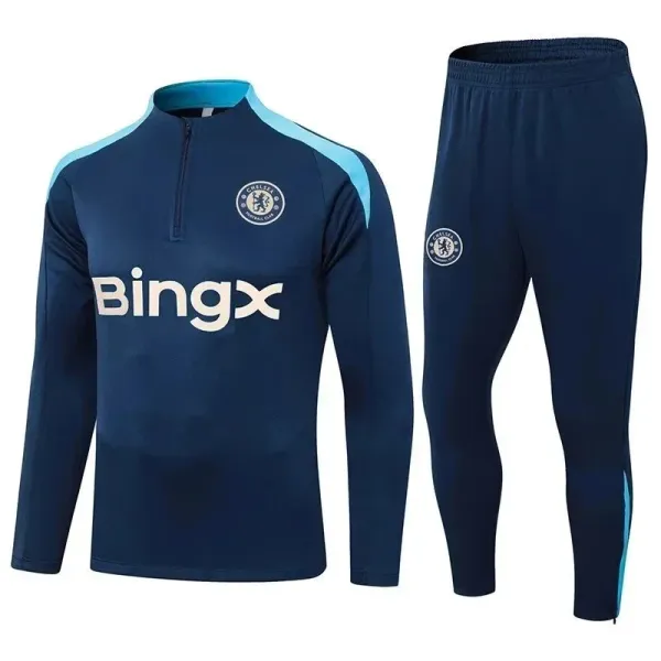 Chelsea FC x Bingx Training Tracksuit Navy with Cyan Accents - 1
