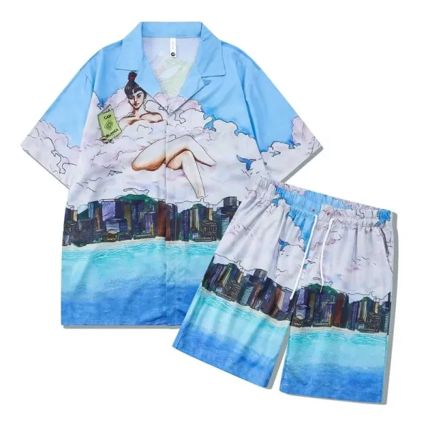 Design Seashell-Embroidered Resort Set White with Aqua Trim Sleepwear - 15