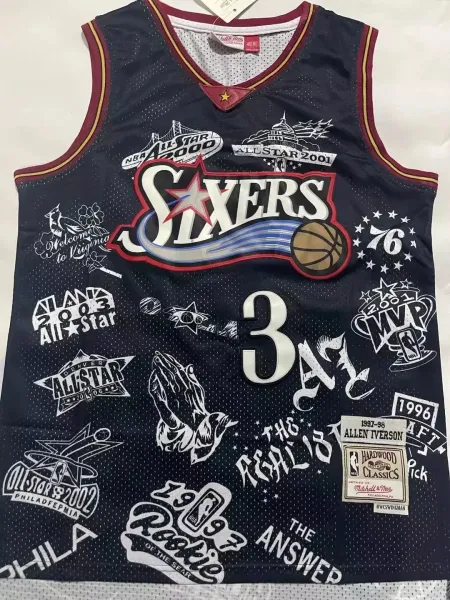 Mitchell & Ness Hardwood Classics Allen Iverson Philadelphia 76ers All-Star Tribute Jersey Navy - 12