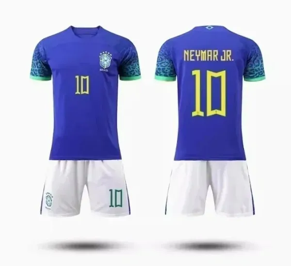Brazil National Team Neymar Jr. #10 Jersey Set Blue/White - 1