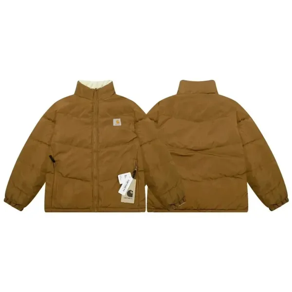 Carhartt Work In Progress Reversible Puffer Jacket Olive Green / Tan Faux Fur - 11