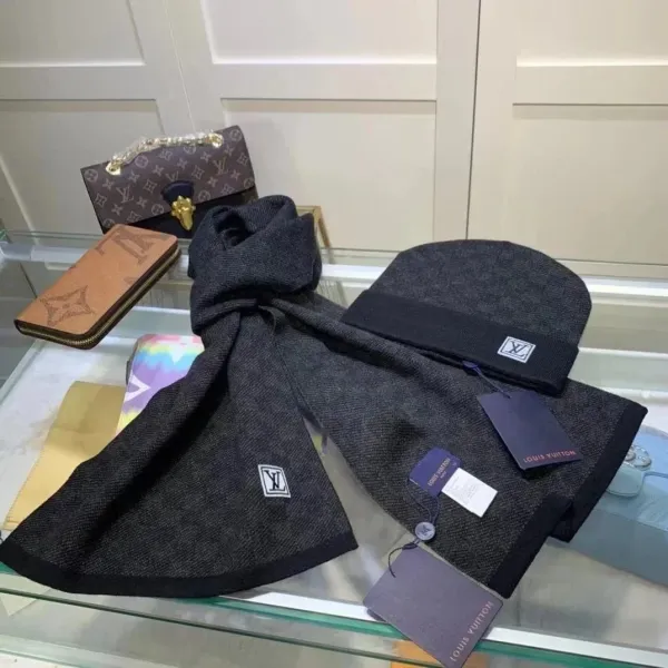 Chanel CC Logo Faux Fur Ear Muffs and Scarf Set Gray Accessories - 4