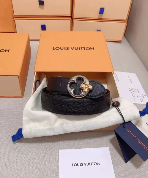 Louis Vuitton Monogram Denim Blue Belt with Gold Buckle - 8