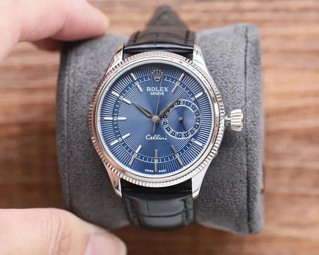 Rolex Watches Cellini small seconds leather-strap watch image 2