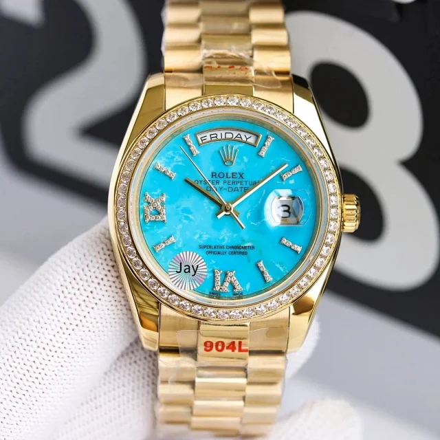 Rolex Watches Day-Date leather-strap watch with fluted bezel product detail image 11