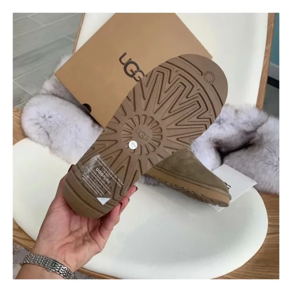 UGG Fluff Yeah Platform Slide Gray Sandals - 16