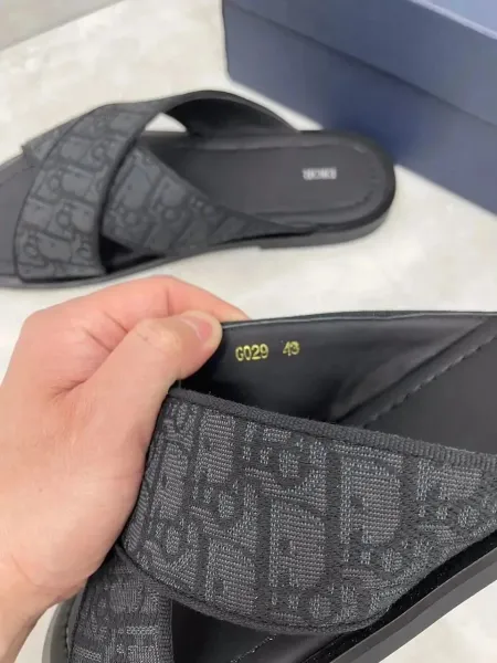 Dior Oblique Cross-Strap Slide Sandals Black - 3