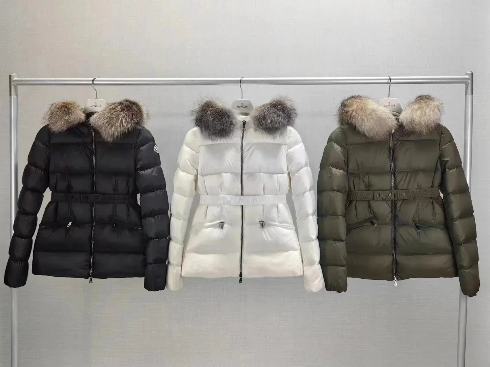 Moncler Chantilly Black Down Jacket with Fur Trim - 3