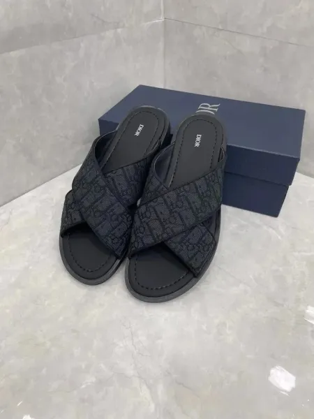 Dior Oblique Cross-Strap Slide Sandals Black - 2