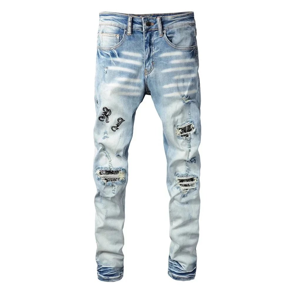 Gallery Dept. Star-Embroidered Distressed Slim Fit Jeans - 28