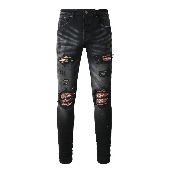 Gallery Dept. Bandana Patchwork Ripped Skinny Jeans - 23