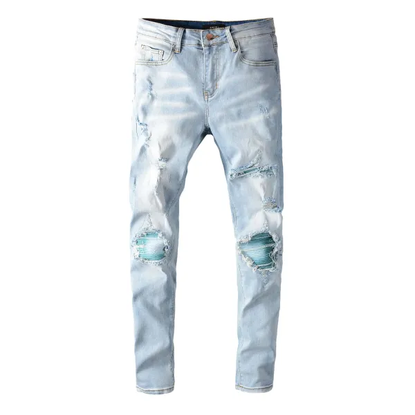 GRA Biker Patchwork Denim Jeans - 26
