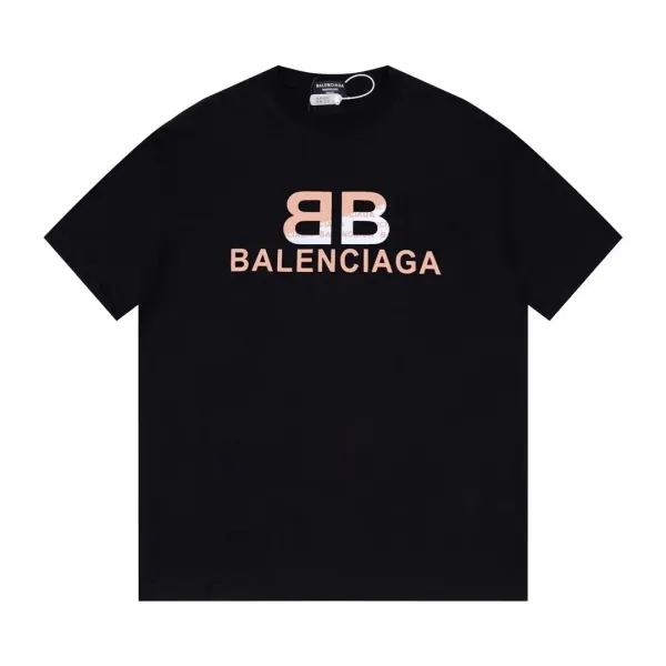 Balenciaga BB Logo Print Black T-Shirt - 1