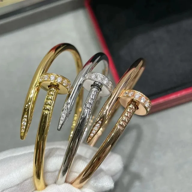 Unbranded Jewelry Nail Motif Bangle Bracelet with Rhinestone Accents product detail image 1