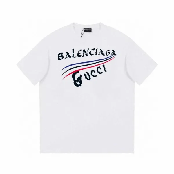 Balenciaga x Gucci Collaboration Graphic Print White T-Shirt - 1