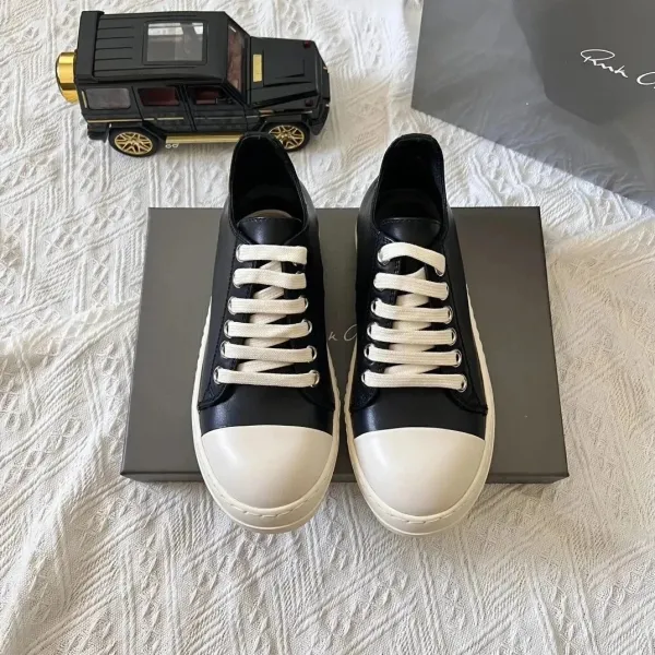 Rick Owens Geobasket Low Black and White Sneakers - 7