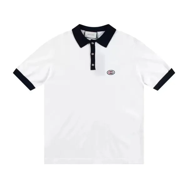 Gucci GG Logo Polo Shirt Beige with Red Collar - 13