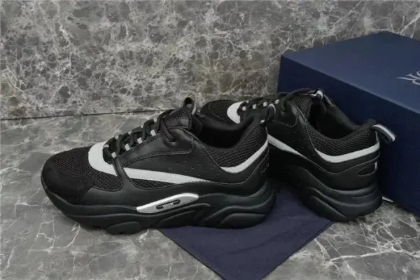 Dior B23 Oblique Black Leather Sneakers - 3