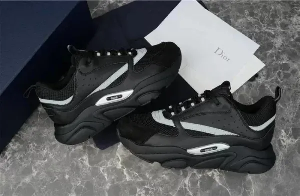 Dior B23 Oblique Black Leather Sneakers - 4