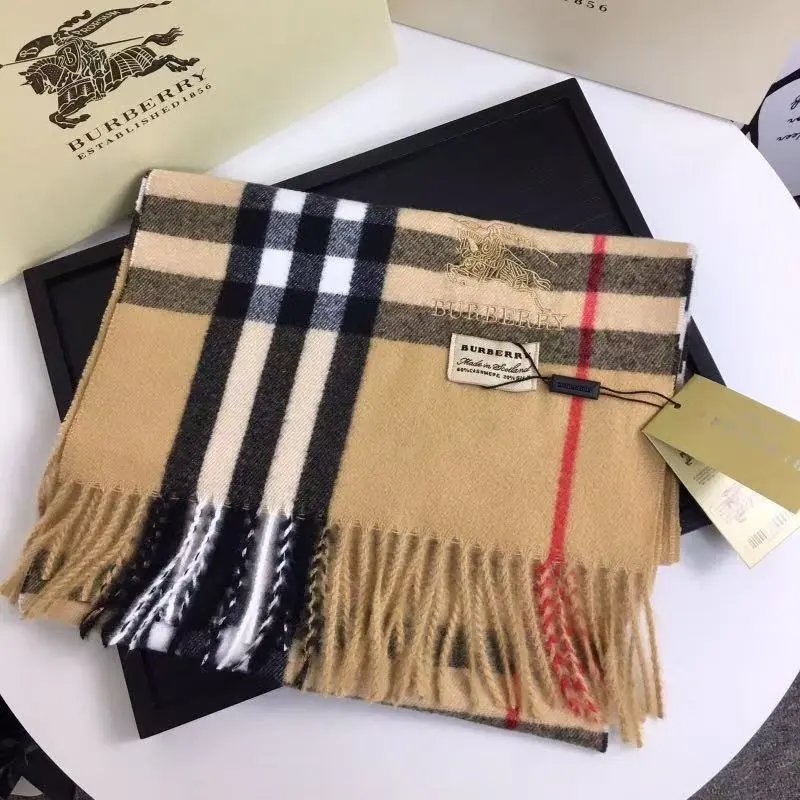 Burberry Scarves Embroidered check fringed scarf image 2
