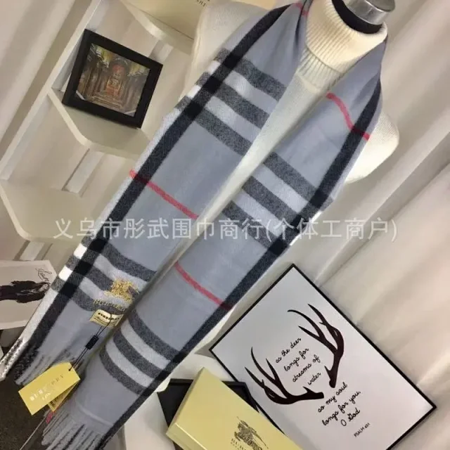 Burberry Scarves Embroidered check fringed scarf product detail image 2