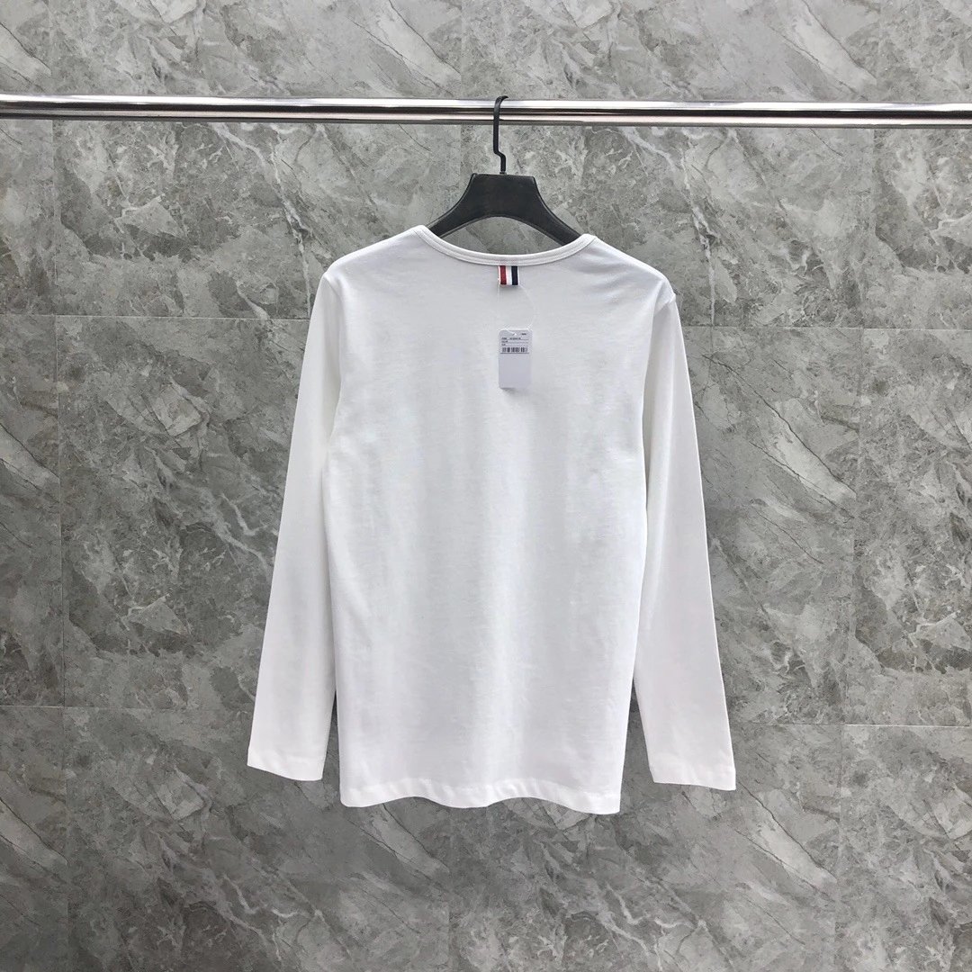 Thom Browne Classic Four-Bar Stripe Long-Sleeve T-Shirt Gray - 7